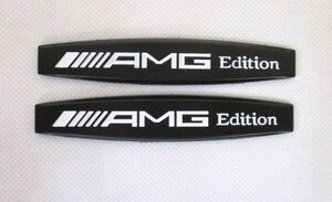 【新品・即決】メルセデス ベンツ AMG 黒 ロゴ クローム ステッカー 大 ２枚セット １０cm シール