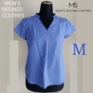 MEW'S REFINED CLOTHES ストライプ スキッパーブラウス 綿100％