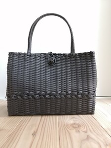 大人浴衣で花火大会に持って行きたい、ひと味違う黒い籠バスケット メッシュ ブラック ハンドメイドバッグ ハマナカエコクラフト