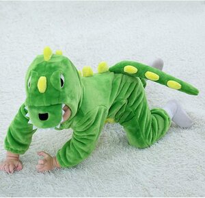 新品●恐竜怪獣 可愛いお子様に パジャマ 着ぐるみ 寝相が悪くてもお腹　背中出ません・一人寝ok サイズ　110 グリーン