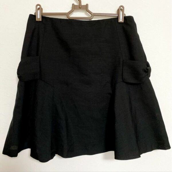 couture brooch 黒 お上品 両サイドリボンスカート M 入学式 卒業式 フォーマル ブラック フレア スカート