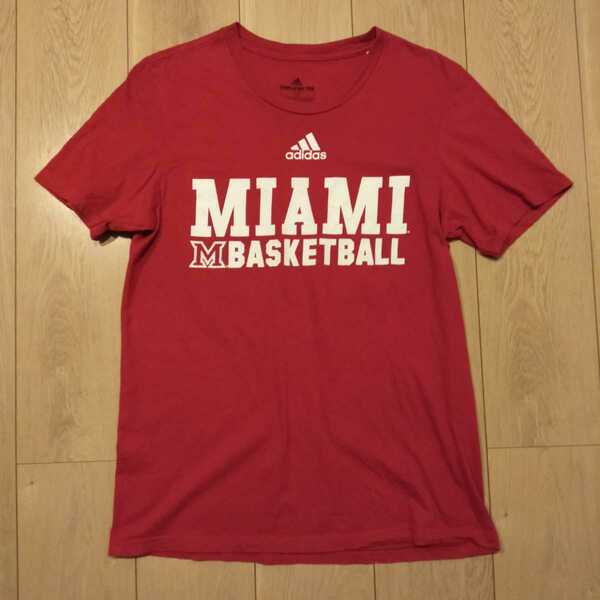 USA古着卸 Sサイズ adidas Miami Red Hawks basketball アディダス マイアミレッドホークス プリント Tシャツ