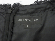 ジルスチュアート JILLSTUART ワンピース ノースリーブ フレア タック 刺繍 レース リボン ブラック 2 レディース_画像6