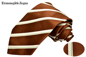 N-2235* free shipping * super-beauty goods *Ermenegildo Zegna Ermenegildo Zegna * Italy made Brown feeling of luxury. exist reji men taru silk silk necktie 