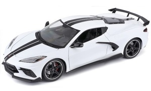 1/18 シボレー シヴォレー コルベット スティングレイ ホワイト Chevrolet Corvette Stingray C8 white black 2020 Maisto 梱包サイズ80