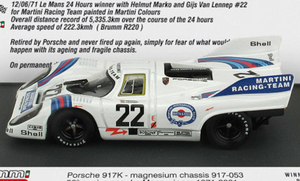 1/43 ポルシェ マルティニ ルマン Porsche 917K RHD No.22 Martini Racing Team 24h Le Mans 1971 Marko 1:43 Brumm 梱包サイズ60