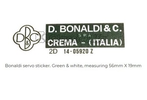 アルファロメオ ステッカー Alfa Romeo BONALDI SERVO STICKER Green & white, measuring 56mm X 19mm デカール