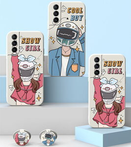 Samsung Galaxy S22 ケース ギャラクシー S22 ケース 6.2インチ 背面シリカゲルケース 耐衝撃 かわいいリング付き 女の子＆男の子 おしゃれ