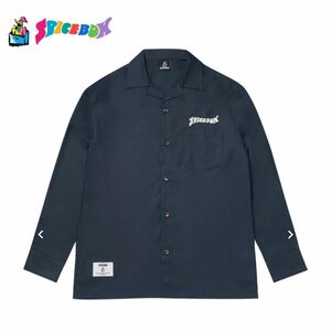 スパイスボックス マッスルグリル シャイニー薊 オープンカラーシャツ ネイビー SPICE BOX OPEN COLLAR SHIRT【公式サイトSOLD OUT品】