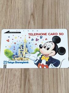 [ unused ] telephone card Tokyo Disney Land Mickey Mouse sinterela castle Mickey Mouse