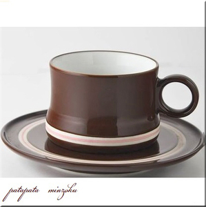 美濃焼 チョコレート ボーダー カップ＆ソーサー レトロ 磁器 陶器 コーヒーカップ 北欧 磁器 パタミン カフェ 店舗什器