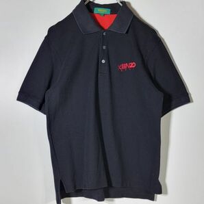 KENZO GOLF ケンゾー ゴルフ ポロシャツ サイズ２ 黒 ブラック 鹿の子 ゴルフウェア シャツ メンズ 半袖 カジュアルの画像2