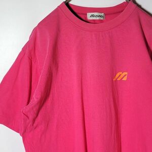 【レア】MIZUNO ミズノ 日本製 ビンテージ 半袖 デカ ロゴ プリント Tシャツ Mサイズ ピンク レアカラー シングルステッチ