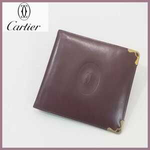 Cartier カルティエ 折り財布 マストライン 小銭入れ有 薄型ウォレット Cartier 札入れ 送料無料