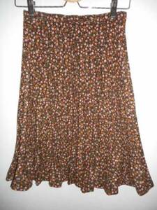  beautiful goods a.v.va-veve pleated skirt 36 light brown group floral print ito gold 
