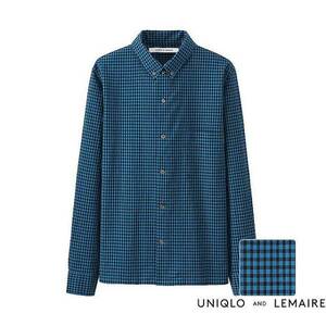 送料無料 新品未使用 ユニクロ ルメール UNIQLO AND LEMAIRE コットン チェック シャツ M 青×黒 元 エルメス HERMES デザイナー ルメール