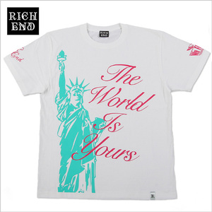 RICHEND/リッチエンド Ｔシャツ 【LIBERTY】ホワイトｘエメラルド×ピンク（サイズ：L）アメージング 服 白 ストリート ギャル ダンス 衣装