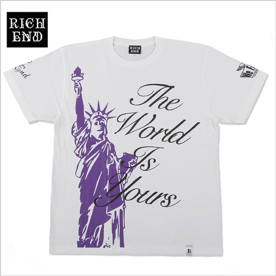 RICHEND/リッチエンド Ｔシャツ 【LIBERTY】 ホワイトｘパープル×ブラック（サイズ：M）アメージング 服 白 黒 紫 ストリート 女神 NY