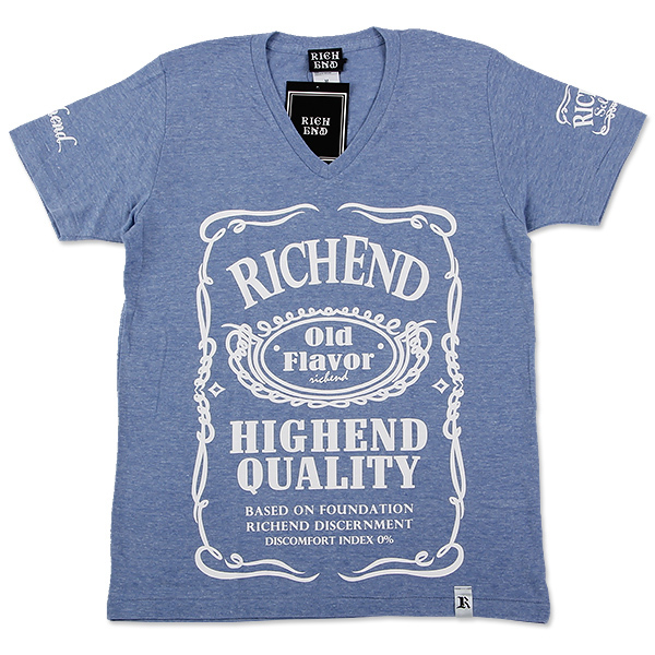 RICHEND/リッチエンド Vネック Ｔシャツ 【HYBRID V】 ヘザーブルー (サイズ：XL）〔 アメージング 服 〕青 アッシュ 縦長 涼しい LL XL