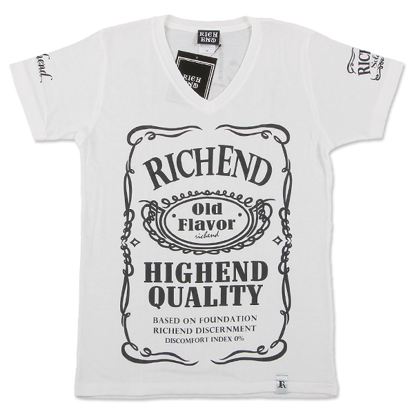 RICHEND/リッチエンド VネックＴシャツ 【HYBRID V】 ホワイト×ブラック（サイズ：S）アメージング 服 白 黒 モノトーン ストリート 衣装