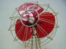 京都10☆1962（S37）年 HITACHI 日立 高級扇風機 AC DESK FAN 612-AM 3枚羽根 赤 マーペット（ローズ）20cm 元箱付 ジャンク_画像5