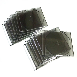 【美品】薄型ディスクケース スモーク10枚セット １枚収納 スリムケース プラスチック CD DVD BD ブルーレイ Blu-ray 整理 保存 保管 大量
