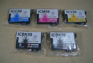 エプソン 互換インクカートリッジ　IC5CL59相当　ICBK59x2 / ICC59 / ICM59 / ICY59　4色パック ブラック2個　未使用！