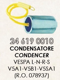 RMS 24619 0010 неоригинальный зажигание конденсатор Vespa SS/50S(..... нет ) электрическая розетка фиксация / электропроводка желтый 