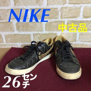 【売り切り!送料無料!】A-180 NIKE! ナイキ! 26㌢! スニーカー! ローカットスニーカー! ゴールド! ブラック! 中古品!