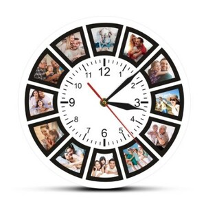 【12in】作成独自壁時計カスタム 12 写真ユニークな記念品のギフト家の壁時計パーソナライズ家族友人写真プリント時計
