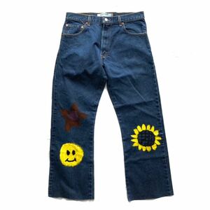 ハンドペイント　カットオフ　00s メキシコ製 levis リーバイス 517 デニムパンツ 濃紺　ジーンズ　ジーパン　フレア