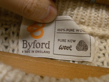 MADE IN ENGLAND BYFORD 100% PURE WOOL SWEATER SIZE L イングランド製 バイフォード ウール セーター フィッシャーマン アラン ニット_画像3