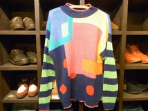 90'S LIZ WEAR RAMIE × COTTON HIGH NECK DESIGNED KNIT SIZE M リズ ウェア ラミー コットン ハイネック デザイン ニット セーター_画像1