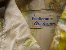 70'S BON HOMME PATTERNED SATIN UKIYOE SHIRTS SIZE M ヴィンテージ 総柄 サテン シャツ 長袖 浮世絵_画像3