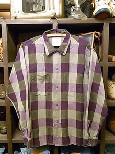 60’S? ELY & WALKER COTTON CHECK BOX SHIRT SIZE L エリー アンド ワーカー コットン チェック ボックス シャツ 長袖　ヴィンテージ 総柄