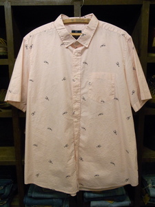 ビッグサイズ GEORGE STRYPE LOBSTER PATTERNED SHIRTS SIZE XL ストライプ ロブスター 総柄 シャツ 半袖 ピンク エビ