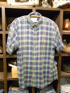 EDDIE BAUER B.D CHECK SHIRTS SIZE L エディバウアー ボタンダウン チェック シャツ 半袖