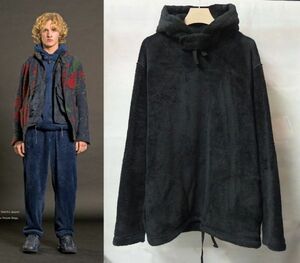 19AW Engineered Garments エンジニアードガーメンツ Long Sleeve Hoody Poly Shaggy Fleece ボア フリース パーカーS 黒