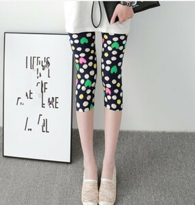  lady's 7 minute height colorful polka dot Heart pattern print leggings summer leggings 