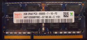 hynix製 ノートPC用 PC3-8500S 2GB (両面16枚チップ) 【中古品】
