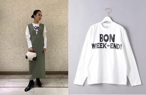 新品 今季 現行品 ユナイテッドアローズ別注m’s braque エムズ ブラック BON WEEK-END ロングスリーブTシャツ 長袖Tシャツカットソー 白