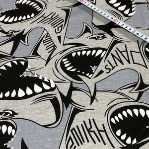 ●Tシャツニット 160×90cm 伸縮横2/縦1 サメ 大柄 21cm丸欠け ハンドメイド 生地 ニット生地 犬服 わんこ tk1000 R40311-10