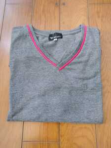 [ old clothes ]TK MIXPICE / Takeo Kikuchi | V neck pin Klein |. pocket attaching | short sleeves | color gray | size 4