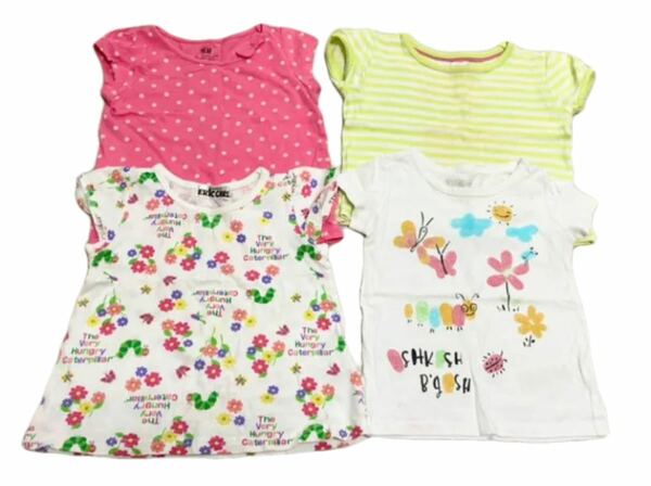 【H&M、腹ぺこあおむし他】半袖Tシャツ　4枚セット　夏用トップス　サイズ90