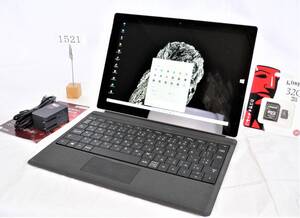 極超美品【4GLTE・SSD128GB＋ｍSD32GB・Win11Pro・Office2021Pro・光る純正KB】10.8FHD(1920x1280)タッチP Surface3 Atomx7Max2.4GHz/MEM4G