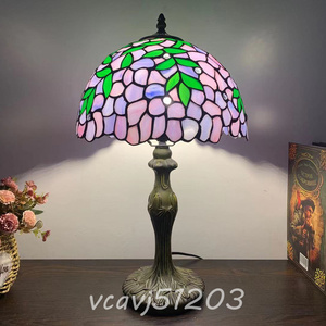 ◆綺麗◆芸術品◆ステンドランプ アラセイトウ 花柄 照明 ティファニー技法 ステンドグラス 室内装飾 レトロな雰囲気 テーブルスタンド 