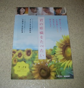 映画チラシ「君の膵臓をたべたい」B5冊子版：浜辺美波/北村匠海