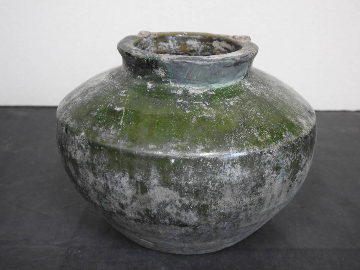 された ヤフオク! 緑釉 壺 銀化 形の美しい逸品 箱 - 中国 漢時代 られる