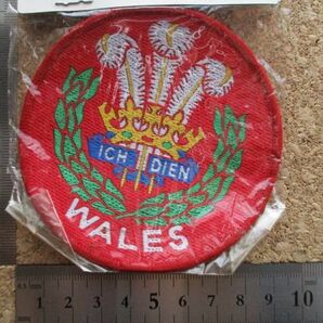 80s ウェールズWalesビンテージ フェルト ワッペン/グレートブリテン北アイルランド連合王国イギリス王冠アイリッシュ紋章エンブレムの画像6