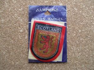 80s イギリスSCOTLANDスコットランドSAMPSON'S刺繍ワッペン/ビンテージ英国グレートブリテン欧州アップリケ紋章パッチ旅行エンブレム土産